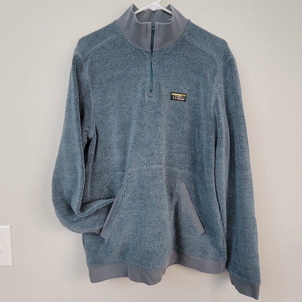 NWOT LL Bean Blue 1/4 Zip Fleece Men's Size M Outdoor Gorpcore Layers Hiking
